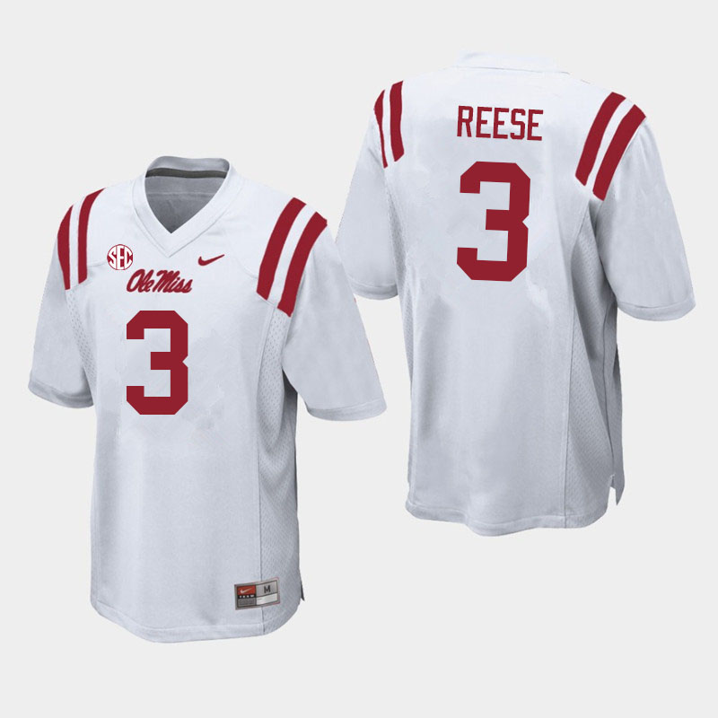 Otis Reese Ole Miss Rebels NCAA Men's White #3 Stitched Limited College Football Jersey PYX3358TO
